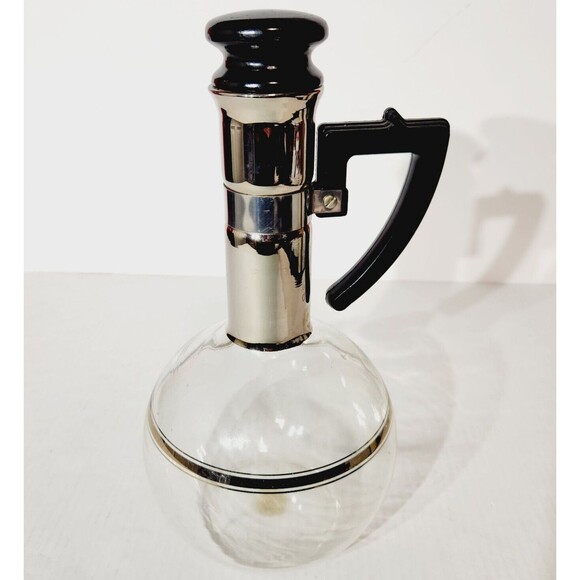 Vtg Glass Carafe Coffee Pot Hand Blown Bakelite Handle Round 8 Cup MCM Retro - Picture 13 of 13